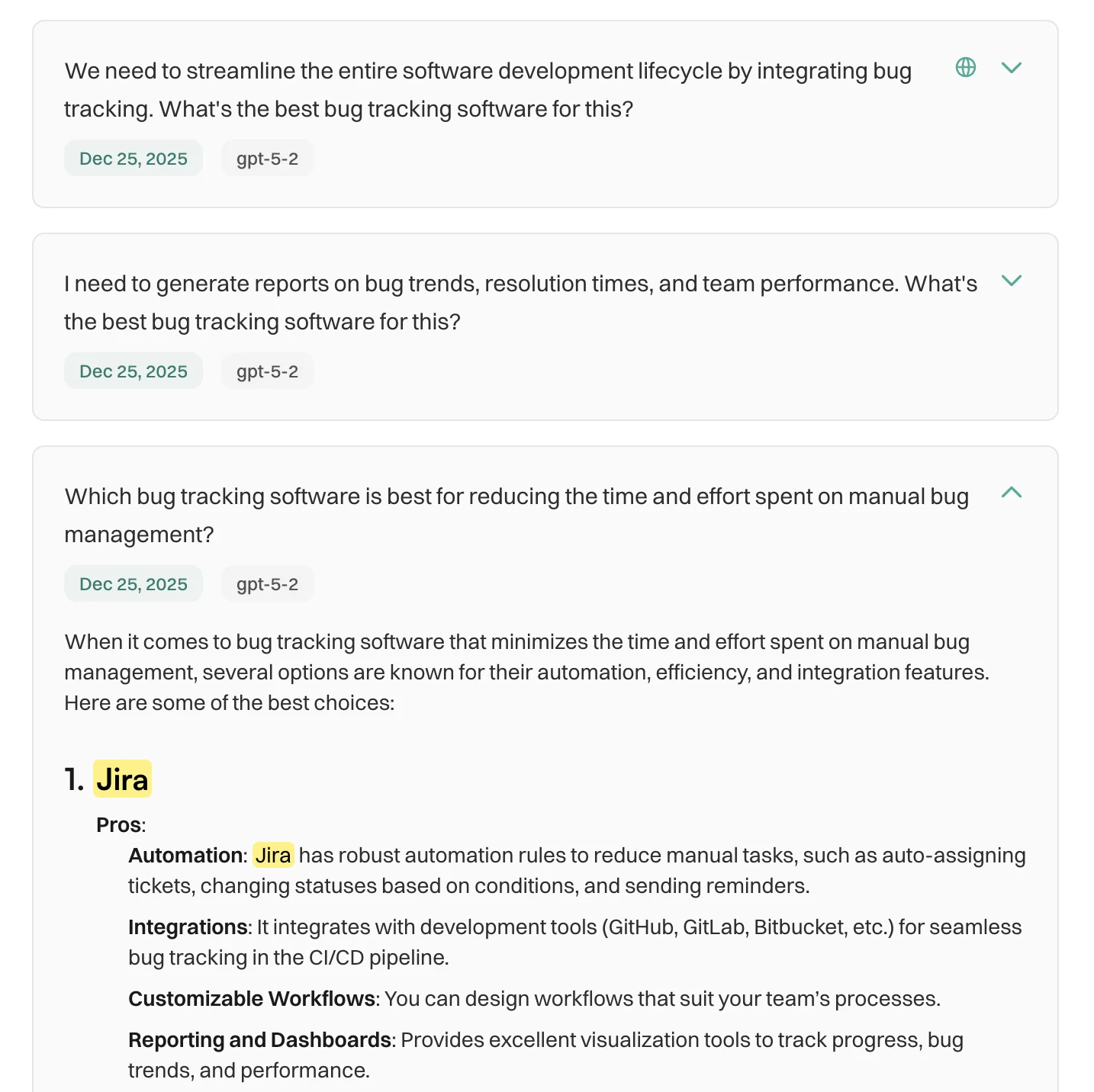 AI prompts and responses that mention your brand